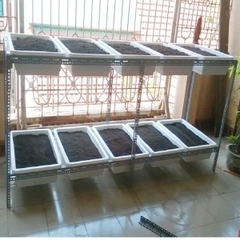Giàn trồng rau sạch tại nhà (2 tầng, 10 chậu, 3m2)