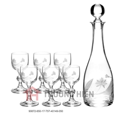 BỘ BÌNH RƯỢU MÀI HỌA TIẾT HOA CẨM CHƯỚNG CÁCH ĐIỆU