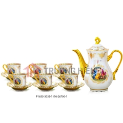 BỘ TRÀ SỨ MẠ VÀNG, HỌA TIẾT VƯỜN ĐỊA ĐÀNG