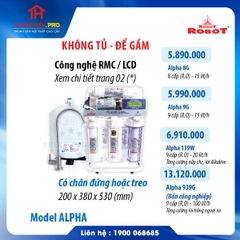 MÁY LỌC NƯỚC ROBOT R.O ALPHA 939G