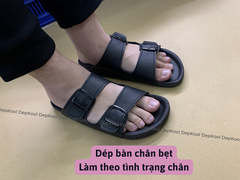 Dép 2 khóa đen BÀN CHÂN BẸT- Làm theo tình trạng chân