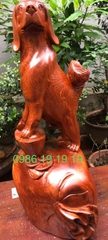 Tượng Chó Phong thủy gỗ hương gia lai nguyên khối