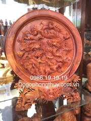 Tranh Đĩa tứ linh gỗ hương Gia lai, Cao 60cm rộng 50cm dầy 4cm