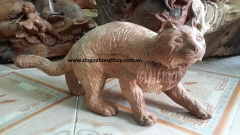 Tượng Mèo phong thủy gỗ hương, Cao 30cm rộng 40cm sâu 20cm 