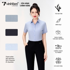 Áo Sơ Mi Nữ Ngắn Tay Vải Bamboo Slimfit 335 Vĩnh Tiến - KM-A027