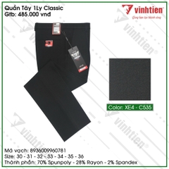 Quần Tây 1ly Classic 485 Vĩnh Tiến - XE4-C535 - Đen