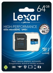 Thẻ nhớ 64GB Micro SDXC Lexar 633x 95MB/s Adapter