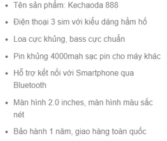 Điện thoại Kechaoda 888