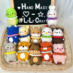 Set Quà Sinh Nhật Handmade Dễ Thương LYLYCRAFT , Móc Khoá Len 12 Con Giáp Kèm Túi Đựng  Có Sẵn Thiệp