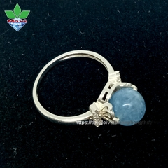 Nhẫn bạc Thái 925 đính đá Aquamarine 6A