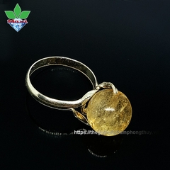 Nhẫn bạc Thái 925 đính Thạch Anh vàng