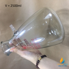 Bình tam giác thủy tinh có vòi chiết ngang, thành dày, dung tích 2500ml