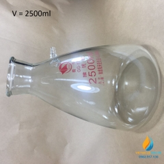 Bình tam giác thủy tinh có vòi chiết ngang, thành dày, dung tích 2500ml