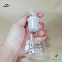 Bình tam giác thủy tinh 100ml có nút cổ mài vạch chia chịu nhiệt