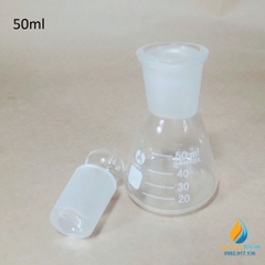 Bình tam giác thủy tinh 50ml có nút cổ mài vạch chia chịu nhiệt