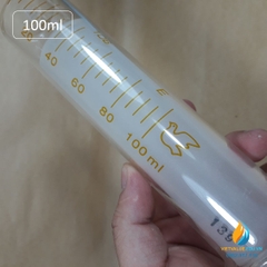 Bơm tiêm thủy tinh dung tích 100ml, xy lanh thủy tinh thí nghiệm hãng Bomex