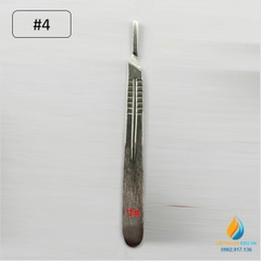 Cán dao mổ số 4, Inox 304, dài 14cm, cán dao y tế thực hành chất lượng cao