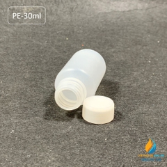 Chai nhựa PE dung tích 30ml, chai nhựa lưu mẫu chất, miệng rộng, vạch chia
