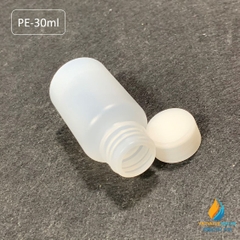 Chai nhựa PE dung tích 30ml, chai nhựa lưu mẫu chất, miệng rộng, vạch chia
