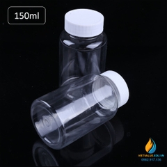 Chai nhựa PET dung tích 150ml, chai nhựa lưu mẫu chất, miệng rộng, vạch chia