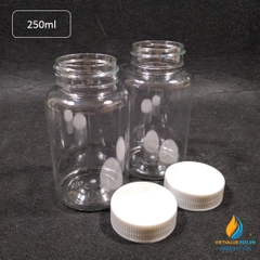 Chai nhựa PET dung tích 250ml, chai nhựa lưu mẫu chất, miệng rộng, vạch chia