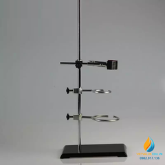 Bộ giá đỡ thí nghiệm thép không gỉ,  kẹp 2 ngón, 2 vòng, trụ cao 40cm