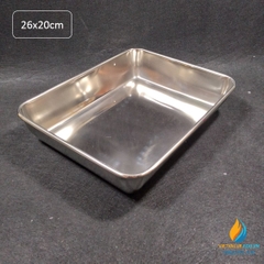 Khay Inox thành cao kích thước 26*20*3cm, Inox 304 không gỉ, thành dày