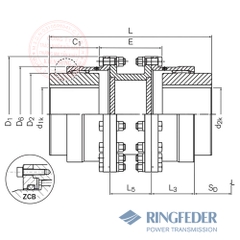 Gear Couplings TNZ ZCAZ / TNZ ZCBZ Drawing