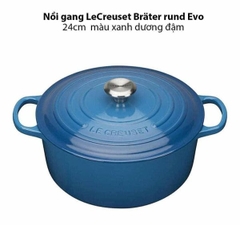 Nồi gang Le Creuset Brater rund Evo 24cm Blue Marseile màu xanh dương đậm