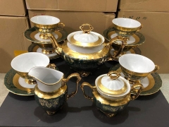 BỘ TRÀ SỨ MẠ VÀNG MEN NGỌC TRAI TIỆP KHẮC