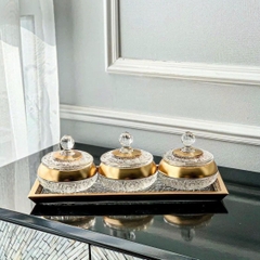 Set pha lê mài mạ vàng BOHEMIA