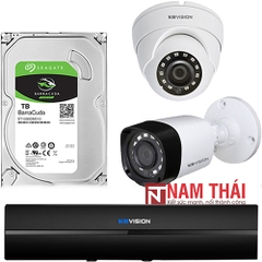 Lắp đặt trọn bộ 2 camera giám sát 1.0M Kbvision