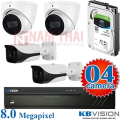 Lắp đặt trọn bộ 4 camera giám sát 8.0M(4K) KBvision (Nghe được âm thanh)