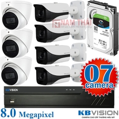 Lắp đặt trọn bộ 7 camera giám sát 8.0MP(4K) KBvision (Nghe được âm thanh)