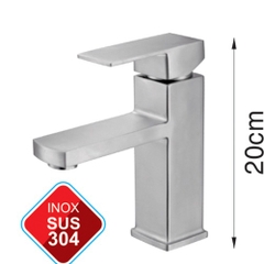 VÒI LAVABO NÓNG LẠNH INOX 304 CAO CẤP MẪU VUÔNG 20CM