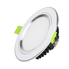 Đèn led âm trần 9w phi 90 3 màu viền bạc