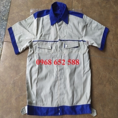 Quần áo bảo hô lao động| Quần áo bảo hộ lao động cộc tay phối màu vải Kaki Nam Định