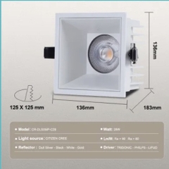 Đèn LED Downlight vuông 28W