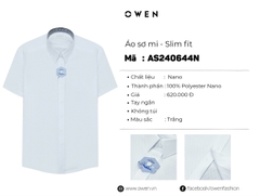 ÁO SƠ MI TRẮNG NGẮN TAY NANO VÂN KHÔNG  TÚI AS240644N