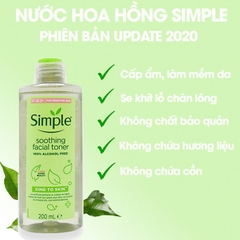 Nước hoa hồng Simple Kind to Skin Soothing Facial Toner