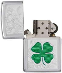 Zippo 24669 - Zippo Clover High Polish Chrome Design