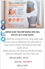 SPA GEL PATCH 42°C – miếng dán tan mỡ bụng