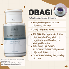 Tonner BHA Obagi Giảm Mụn, Giảm Nhờn Clenziderm MD Pore Therapy 2%