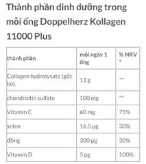 KOLLAGEN 11.000 PLUS DOPPELHERZ XƯƠNG KHỚP - COLLAGEN THUỶ PHÂN DẠNG NƯỚC