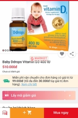 Bổ sung Vitamin D cho trẻ sơ sinh Baby Ddrops Vitamin D3 400IU 90 giọt