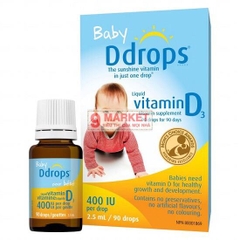 Bổ sung Vitamin D cho trẻ sơ sinh Baby Ddrops Vitamin D3 400IU 90 giọt