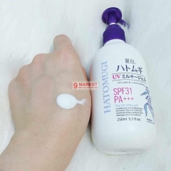 Sữa dưỡng thể chống nắng Hatomugi UV Care Moisturizing  Milky Gel SPF31 PA+++ của Nhật Bản