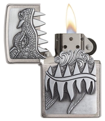 Zippo 28969 – Zippo Dragon Lighters – Fire Breathing Dragon Emblem Brushed Chrome