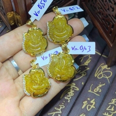 Mặt đá Thạch Anh Tóc Vàng tự nhiên bọc vàng 10k Hồ Ly Mặt đá Thạch Anh Tóc Vàng tự nhiên bọc vàng 10k Hồ Ly