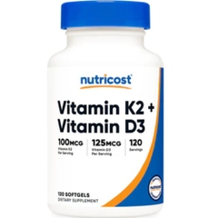 Nutricost Vitamin D3 + K2MK7 (120 Viên)